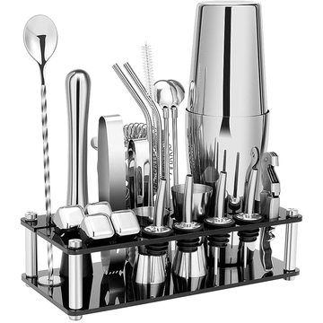 Yuming factory 23Pcs bar tool set Cocktail Shaker Set with acrylic Stand,Bartending Kit with variious bar tools